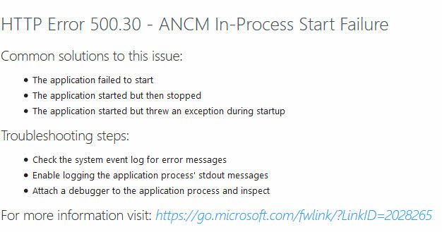Http Error 500.30 - Asp.Net Core App Failed To Start! - Amedia Time
